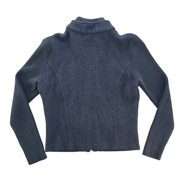 Essentials by A.B.S. Black Zip Front Wool Blend Jacket | Size Small - Picture 4 of 6